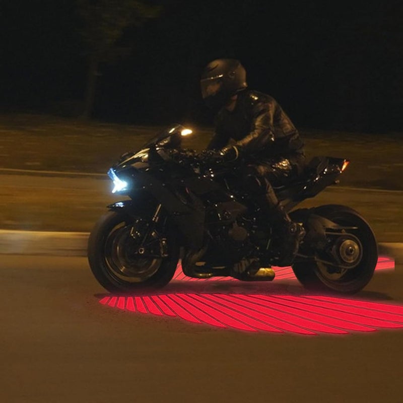 SWTHM 2Pcs Motorcycle Projector Lights for Angel Wing Logo, Universal Motorcycle Led Underglow Kit Underbody Waterproof Ghost Shadow Lights for Motorcycle Electric Scooters (red) - Image 3